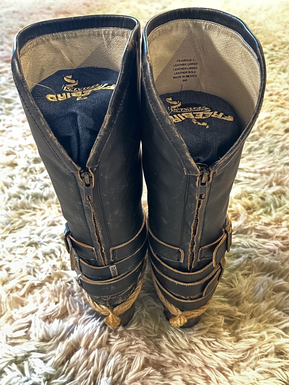 Freebird Drove Distressed Black Leather Boots Size 7 - Picture 10 of 15